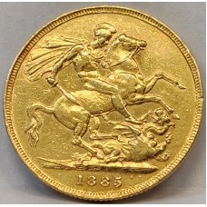 AUSTRALIA 1885 . ONE 1 SOVEREIGN . MELBOURNE . GOLD